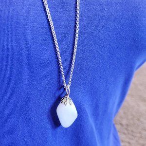 30" Silver Tone White Quartz Pendant Necklace Tony Alexander Jewelry Healing NWT